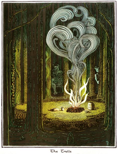 The Trolls, JRR TolkIen J R R Tolkien, Tolkien, The Hobbit, Forest, Illustrations, Art