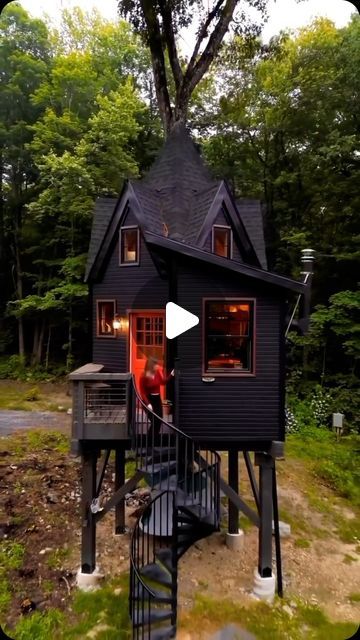 Gothic Home & Garden on Instagram: "Tiny treehouse! @treehouseandchill video by @emilyelizabeth_" Gothic Tiny House, Dark Home Decor, Dark Home, Gothic Home, Gothic House, Tree House, Tiny House, Home Garden, Home And Garden