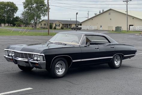 black 1967 chevrolet impala sport sedan with 4 doors Chevy Impala 1967, 67 Tattoo, Black Chevy Impala, Black Impala, Chevrolet Impala 1967, Impala 1967, Impala Car, 67 Impala, Impala 67