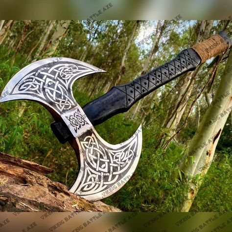 Double Head Viking Axe Carbon Steel Axe Hatchet Gift For Him Dual Handed Personalized Wedding Groomsmen Best Men Anniversary Christmas Gift Viking Battle, Wedding Groomsmen, Carbon Steel, Personalized Wedding, Gift For Him, Vikings, Gifts For Him, Christmas Gift, Christmas Gifts