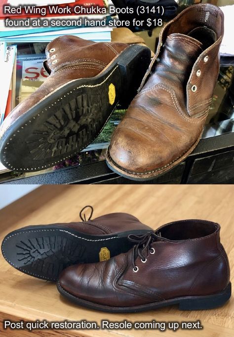 Found a secondhand store gem. Red Wing Work Chukka Boots, model 3141, for $18. These are 8 years old, well-worn, and may have had full vibram soles put on early on (not sure if Red Wing provided that option in 2011). Red Wing Chukka, Chicken Doner, Kebab Recipe, Doner Kebab, Second Hand Stores, Red Wing, Boots And Sneakers, Red Wings, Chukka Boots