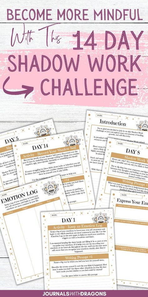 Jump-start Your Journey of Growth + Self-Healing With This 14-day Shadow Work Challenge Shadow Work Challenge, Journaling Routine, Shadow Work Spiritual, Shadow Work Journal, Journey Of Growth, Journal Challenge, Daily Journal Prompts, Work Journal, Work Tips