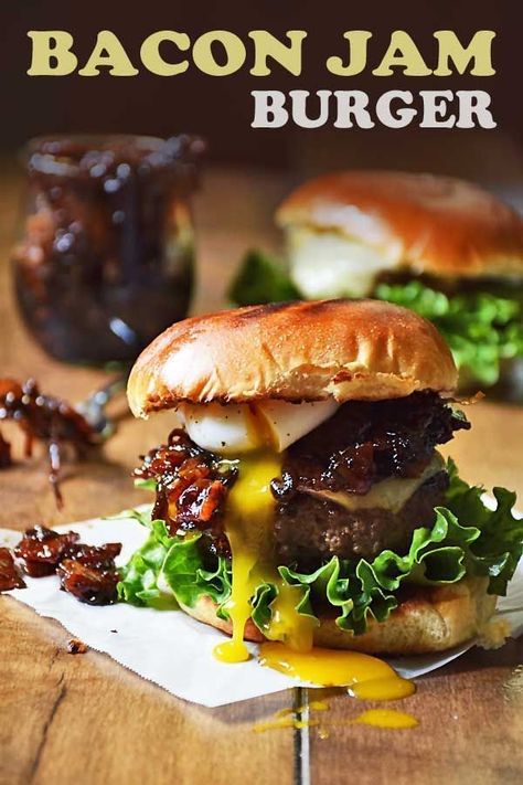 Jam Burger, Best Cheeseburger Recipe, The Best Cheeseburger, Best Hamburger Recipes, Bacon Jam Burger, Juicy Burger, Cheeseburger Recipe, Healty Dinner, Bacon Jam