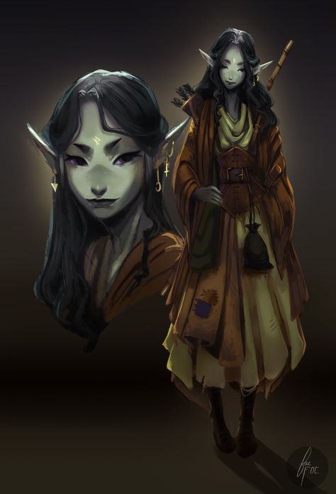 5e Character Ideas, Enby Characters, Pixie Character Design, Witch Ocs, Drow Dnd, Mushroom Fae, Dnd Druid, Illustration Design Graphique, Elf Characters