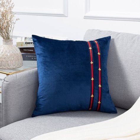 Everly Quinn Schultz Square Velvet Pillow Cover | Wayfair Red And Blue Decor, Gold Accent Pillows, Navy Blue Decor, Navy Living Rooms, Red Christmas Decor, Living Room Red, Red Throw Pillows, Holiday Pillows, Velvet Pillow