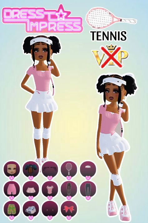 • 🏵️ • - #fyp #dti #dresstoimpress #dress #to #impress #roblox #dtiideas #aesthetic #outfitideas #dresstoimpressideas #idea #board #pin #robloxpin #robloxdti #robloxdresstoimpress Tennis Dti Outfit, Sport Dti Outfit Ideas, Knee Pads Dress To Impress, Tennis Outfit Dress To Impress, Y3k Dress To Impress Roblox Game, Dress To Impress Non Vip Outfits Hacks, Dress To Impress Fits No Vip, Dti Sports Outfits, Tennis Dress To Impress