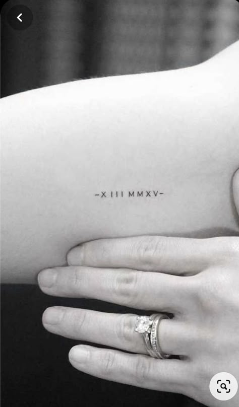 Roman Numeral Wrist Tattoo, Birthdate Tattoo, Anniversary Tattoo, Butterfly Tattoos On Arm, Small Finger Tattoos, Roman Numeral Tattoos, Birthday Tattoo, Date Tattoos, L Tattoo