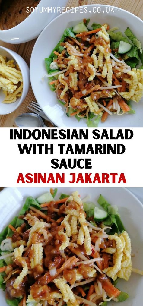 Asinan Jakarta is crispy vegetable salad with peanuts and tamarind dressing sauce. This salad is so refreshing. It’s crunchy, zingy and spicy.#asinanjakarta#indonesianfood#indonesianstreetfood Tamarind Concentrate Recipes, Tamarind Dressing, Salad With Peanut Sauce, Crispy Vegetables, Thai Beef Salad, Slaw Dressing, Asian Meals, Savoury Snacks, Tamarind Sauce