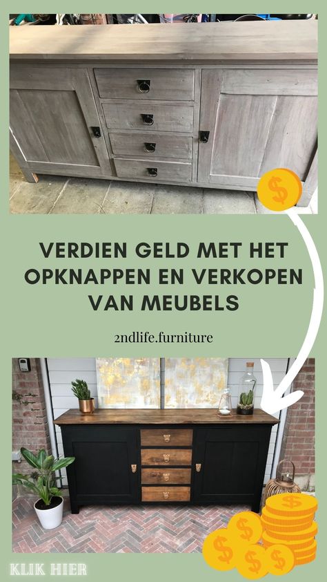 Hoe kan je geld verdienen met het opknappen en verkopen van meubels? Heb je ooit overwogen om wat extra geld te verdienen door meubels op te knappen en ze vervolgens te verkopen? Het opknappen en verkopen van tweedehands meubels is niet alleen een leuke en creatieve bezigheid, maar het kan ook een lucratieve onderneming zijn. Ontdek handige tips en strategieën om succesvol meubels te verkopen en jouw passie voor interieur te benutten. Leer hoe je een winstgevend bedrijf kunt opbouwen Diy Kast, Small Business Idea, Budget Makeover, Business Idea, Ikea Hack, Diy And Crafts, Small Business, House Styles, Van