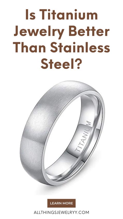 Titanium and stainless steel are affordable and durable white metals, but which is better? This guide compares their various qualities to help you decide. Stainless Steel Wedding Bands, Daily Wear Jewellery, Light Jewelry, Titanium Wedding Band, Titanium Jewelry, Which Is Better, Shop Jewelry, Titanium Rings, Steel Jewelry