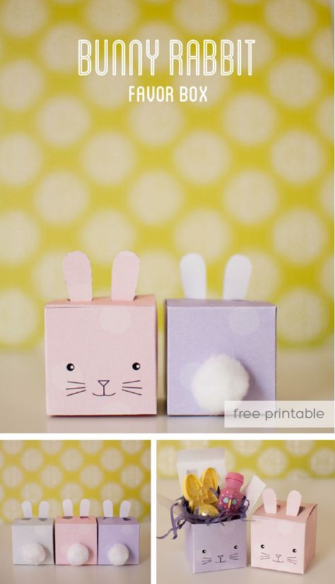 Cute bunny printable favor boxes. Perfect for spring parties or Easter. Lots of other great bunny craft ideas here, too. Diy Bunny Decor, Bunny Craft, Easter Printables Free, Bunny Party, Bunny Birthday, Creative Gift Wrapping, Bunny Gifts, Bunny Decor, Cadeau Diy