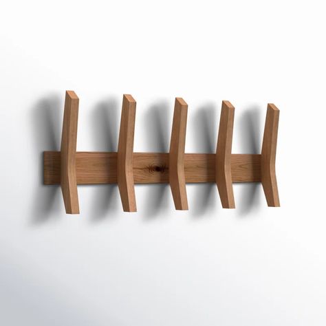 Mercury Row® Sifford Mid Century Coat Rack With 5 Wooden Hooks - Black & Reviews | Wayfair