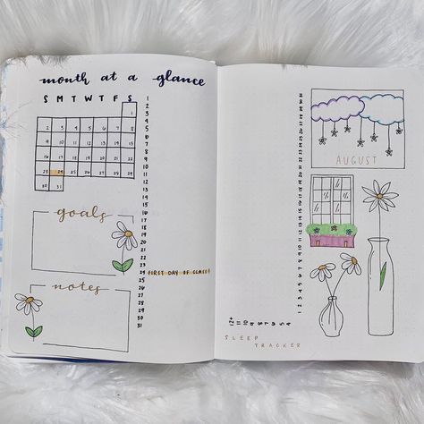 Bujo Month At A Glance, Month At A Glance Bullet Journal, Month At A Glance, Bullet Journal Month, Bullet Journal Ideas Templates, August Month, Bullet Journal Design Ideas, Sleep Tracker, Bullet Journal Writing