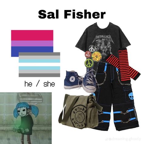 Sally Face Aesthetic Outfit, Sally Face Converse, Sally Face Outfit Ideas, Sally Face Inspired Outfits, Sally Face Outfits, Giffany Gravity Falls, Sally Man, Sal Fisher, Also Me