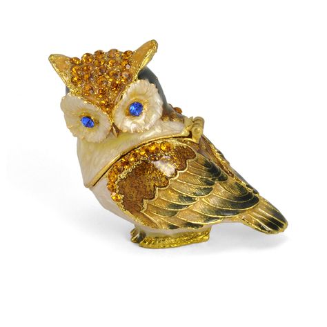 Owl Crystal Studded Jewelry Trinket Box Colorful Crystals, Purple Owl, Necklace Storage, Owl Eyes, Jewelry Trinket, Owl Jewelry, Stud Jewelry, Hinged Lid, Sparkling Crystal