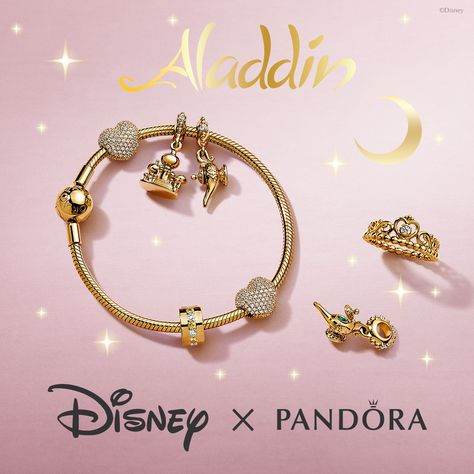 NEW!  Disney's Aladdin inspired collection.  Capture the magic with new hand-finished charms in Pandora Shine. Jewelry Mannequin, Disney Pandora Bracelet, Charms Disney, New Pandora Charms, Pandora Bracelet Charms Ideas, Pandora Charms Disney, Pandora Bracelet Designs, Pandora Inspiration, Pandora Collection