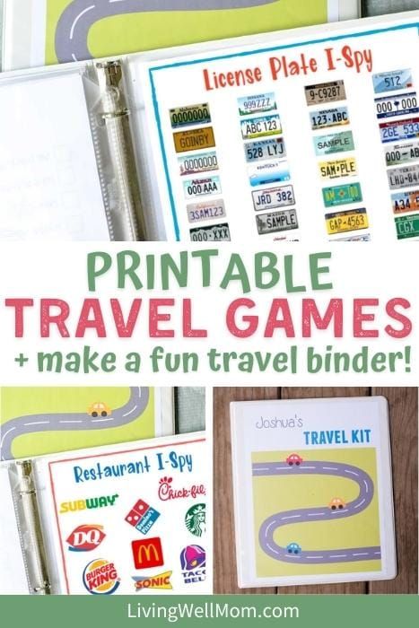 Free Printable Travel Games, Road Trip Binder For Kids, Road Trip Printables For Kids Free, Travel Binder For Kids, Free Travel Printables, Printable Travel Games, Kid Travel Kit, Printable Road Trip Games, Kids Travel Games