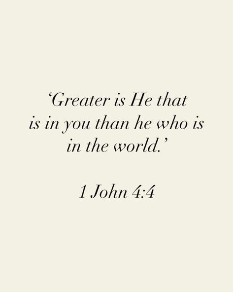 Girl Bible Quotes, Greater Is He That Is In Me Scriptures, Greater Is He That Is In Me, Aesthetic Biblical Quotes, It Girl Bible Verse, Baptism Quotes Bible, Bible Quotes For Teens, Greater Is He, Worship Quotes