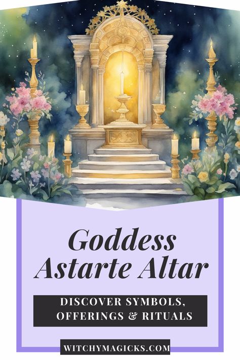 Unlock the magic of Goddess Astarte with our guide to creating a sacred altar space. Delve into the symbols, offerings, and rituals that honor this powerful deity of love, fertility, and war. Ignite your spiritual practice and embrace the divine feminine energy. Explore more by clicking the link. #AstarteAltar #DivineMagic #GoddessWorship Sacred Altar, Goddess Magic, Goddess Magick, Divine Feminine Goddess, Altar Space, Pagan Rituals, Ancient Near East, Sacred Symbols, Hindu Deities