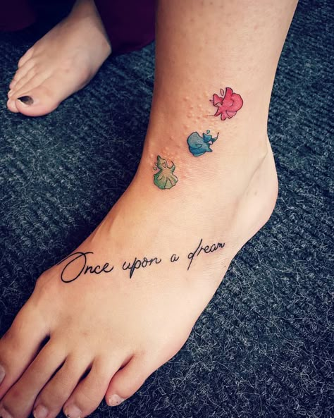 Meghan | Thanks for coming in for this cute Sleeping Beauty inspired piece @rescuekitteh !! ❤ #tattoo #tattoos #tattooartist #finelinetattoo… | Instagram Sleeping Beauty Fairy Godmothers Tattoo, Sleeping Beauty Fairies Tattoo, Watercolor Sister Tattoo, Disney Ear Tattoo, Once Upon A Dream Tattoo, Sleeping Beauty Castle Tattoo, Cogsworth Tattoo, Disney Tattoos Cinderella, Figment Tattoo