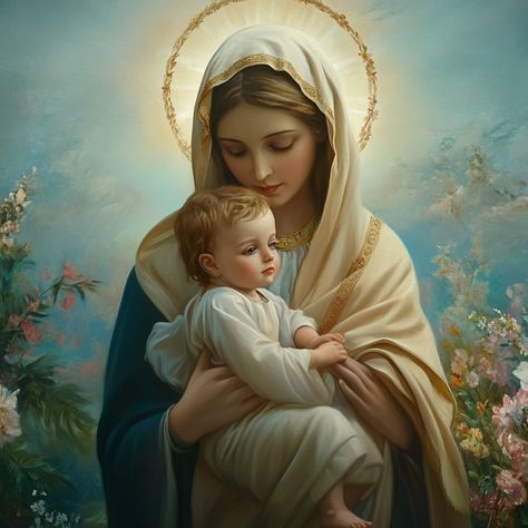 Virgin Mary Picture, Mary Mother Of Jesus, Mother Mary Pictures, Prayer Of The Day, Jesus Mother, Virgin Mary Art, Mother Mary Images, Blessed Mary, Spiritual Images