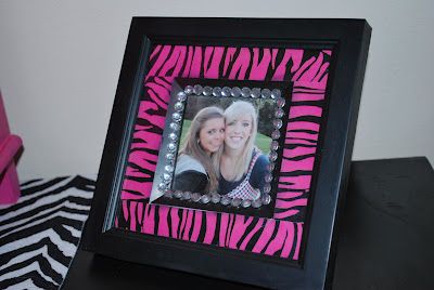 Rhinestone & Zebra Striped Frame... Pink Black Room, Mcbling Room, Zebra Room, Black Room Decor, Zebra Decor, 2000s Pink, Pink Furniture, I Believe In Pink, Daughters Room