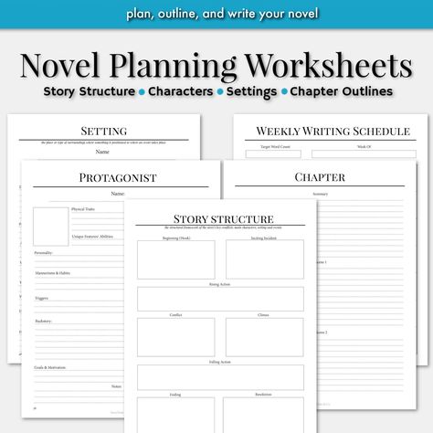 Novel Planning Worksheets, Novel Prompts, Story Elements Worksheet, Novel Planning, Novel Planner, Creative Writing Stories, Writing Planner, Sequencing Worksheets, Teaching Character