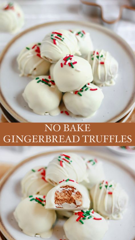 Gluten free gingerbread truffles made with cashew butter, oat flour and coconut flour. Holiday Treats Gluten Free, Christmas Dessert Ideas Gluten Free, Lactose Free Christmas Treats, Gf Christmas Baking, Health Christmas Snacks, Nut Free Christmas Treats, Christmas Gluten Free Desserts, Gluten Free Holiday Appetizers, No Bake Holiday Treats