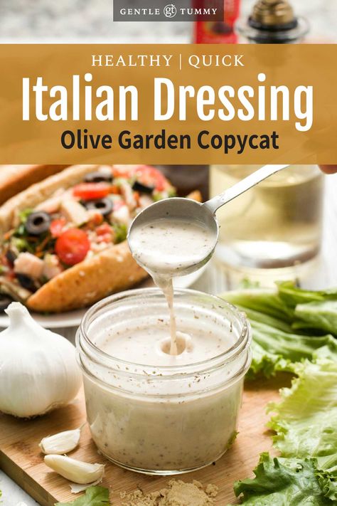 Creamy Italian Dressing Olive Garden Healthy Copycat Olive Garden Italian Dressing Recipe, Creamy Italian Dressing Recipe, Homemade Creamy Italian Dressing, Olive Garden Salad Dressing Recipe, Olive Garden Salad Recipe, Garden Salad Dressing, Healthy Sauce Recipes, Italian Dressing Recipe, Creamy Italian Dressing