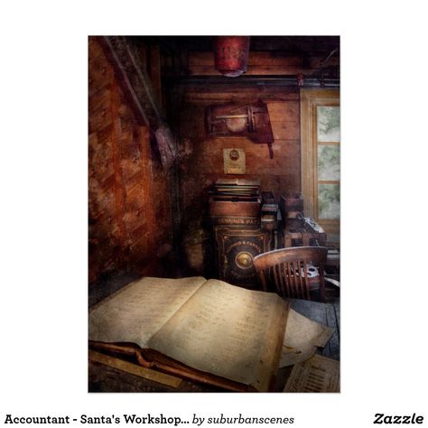 Accountant - Santa's Workshop - Behind the scenes Poster Santa's Workshop, Oil Canvas, Foto Art, Featured Art, Banquette, Furniture Chair, Art For Sale, Art Home Decor, Wall Art Home