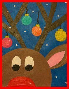 Reindeer Art, Christmas Pictures Outfits, Christmas Art For Kids, Diy Kids Art, Diy Canvas Art Easy, Pictures Outfits, Christmas Art Projects, Winter Art Projects, Christmas Paintings On Canvas