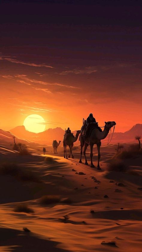 Arabian Nights Aesthetic, Panorama Alam, Camels Art, Photoshop Backgrounds Backdrops, Amazon Affiliate Marketing, Ancient Egypt Art, Egypt Art, Islamic Artwork, Islamic Paintings