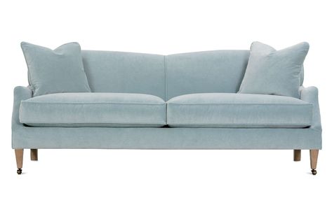 The Marleigh Sofa is a tight back sofa featuring two cushions and matching pillows. Customize the body fabric and leg finish. Learn more! Tight Back Sofa, Club Furniture, Blue Couches, Rowe Furniture, Traditional Sofa, Caster Wheels, Brown Sofa, Blue Sofa, Wood Sofa