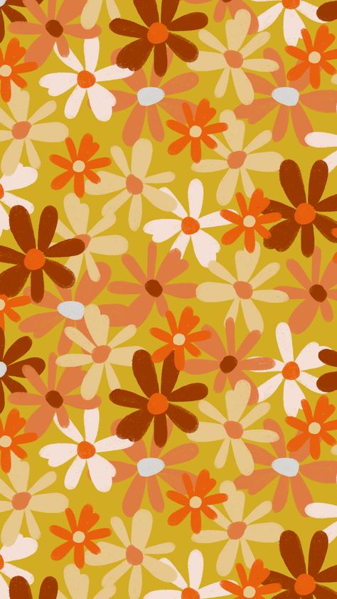 70s Widgets, Gold Striped Wallpaper, Wallpapers Widgets, 70s Flower Pattern, Client Board, 70s Floral Pattern, Wallpapers Phone, Seamless Floral Pattern, Red Daisy