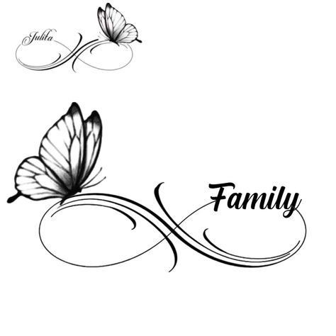 Butterfly Family Tattoo, Butterfly Infinity Tattoo, Family Infinity Tattoo, Infinity Butterfly Tattoo, Infinity Tattoo Family, Tattoo Ideas Black, Tattoo Spots, Dandelion Tattoo, Mommy Tattoos