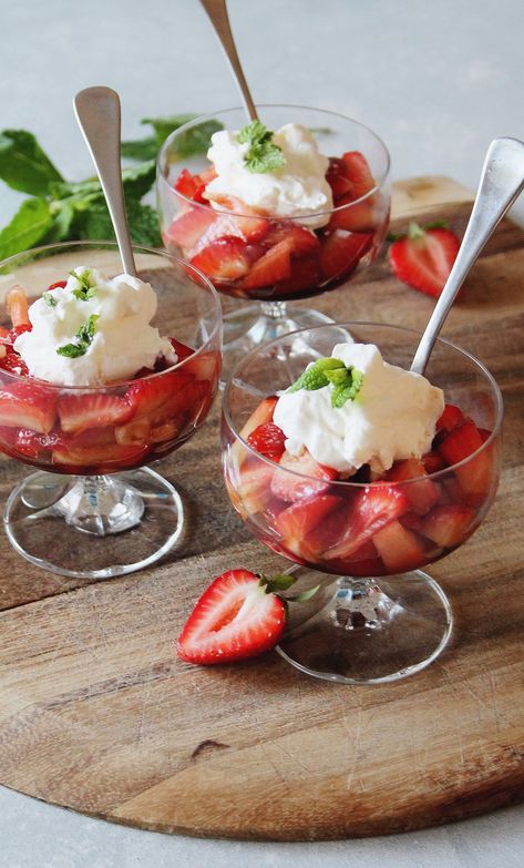 Strawberries Romanoff (and some memories) Strawberries Romanoff, Dessert Places, Balanced Living, Homemade Whipped Cream, Dairy Free Options, Family Stories, Romanoff, Healthy Eating Recipes, Strawberries And Cream