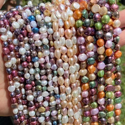 Irregular Mixed Color Pearl Strand Plated Colorful Natural Freshwater Pearl Beads for Jewelry Making DIY Necklace Bracelet Colorful Pearls, Pearl Strand, Pearl Collection, Natural Pearl, Pearl Strands, Beads For Jewelry Making, Beads For Jewelry, Natural Pearls, Diy Necklace