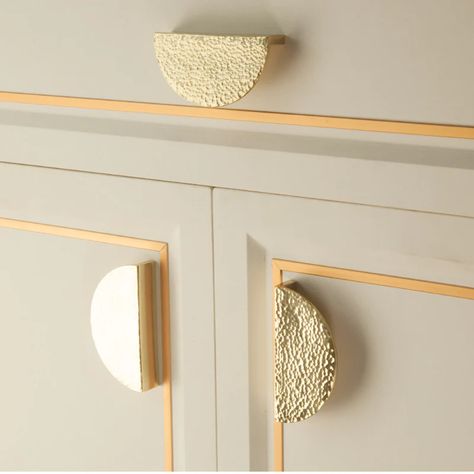 Gold Cabinet Pulls Solid Brass Hammered Grain Semicircle Cabinet Pulls Brass Cabinet Hardware — Goldenwarm Modern Kitchen Cabinet Handles, Brass Kitchen Hardware, Gold Cabinet Pulls, Gold Cabinet Handles, Drawer Pulls Kitchen Cabinets, Minimalist Cabinet, Silver Cabinets, Wardrobe Door Handles, Cabinet Dresser