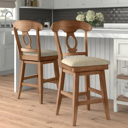 Three Posts™ Sariyah Swivel Bar and Counter Stool | Wayfair Dash Breakfast, Dreamy Furniture, White Counter Stools, Island Chairs, Swivel Counter Stools, Counter Chairs, Oak Kitchen, Swivel Stool, Pool Design