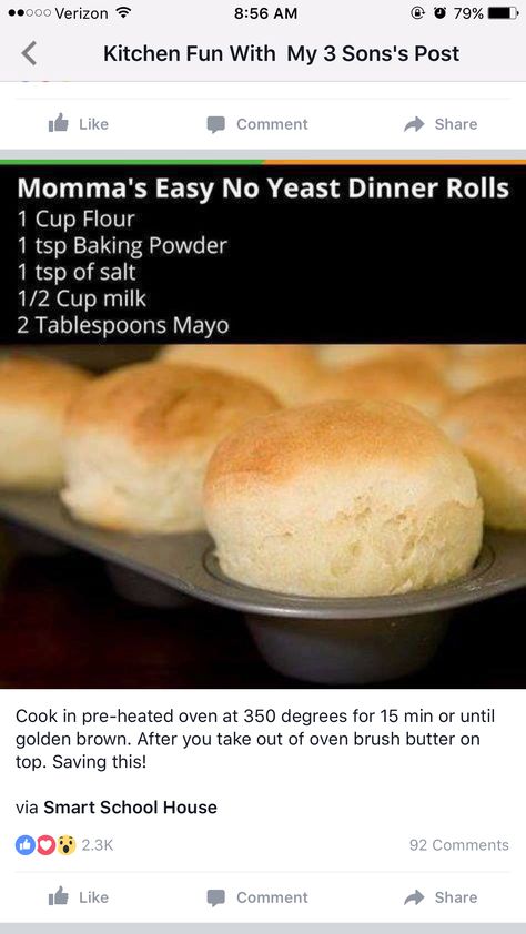 Easy No Yeast Dinner Rolls, Yeast Dinner Rolls, Dinner Rolls Easy, No Yeast Dinner Rolls, Biscuit Bread, Dinner Rolls Recipe, Homemade Biscuits, Breakfast Breads, Bread Recipes Homemade