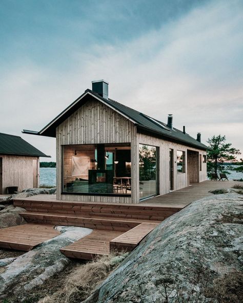 Summer Cabins, Summer Cabin, Wooden Cabins, Modern Cabin, Wooden House, Cabins In The Woods, Nordic Design, Archipelago, Summer House