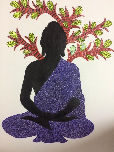 Gond Art Gond Art, Modern Indian Art, Gond Painting, Modern Art Canvas Painting, Buddha Art Painting, Buddha Painting, Madhubani Art, Indian Folk Art, Madhubani Painting