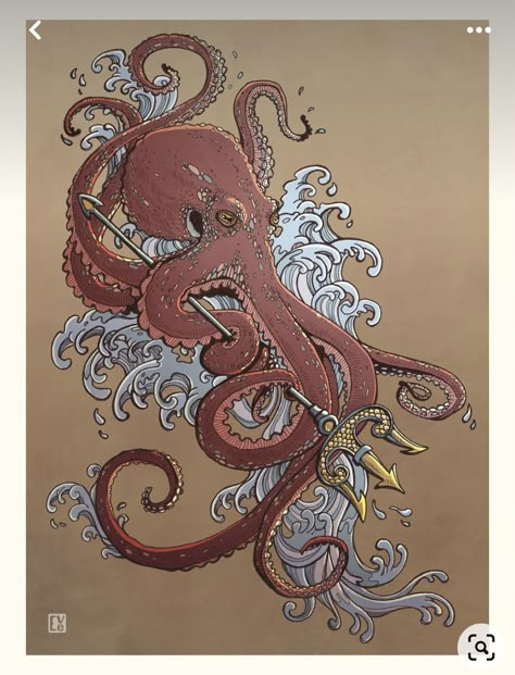 Tato Japan, Octopus Japanese Tattoo, Octopus Ship Tattoo, Traditional Tattoo Octopus, Tattoo Octopus, Kraken Logo, Kraken Tattoo, Octopus Drawing, Ship Tattoo