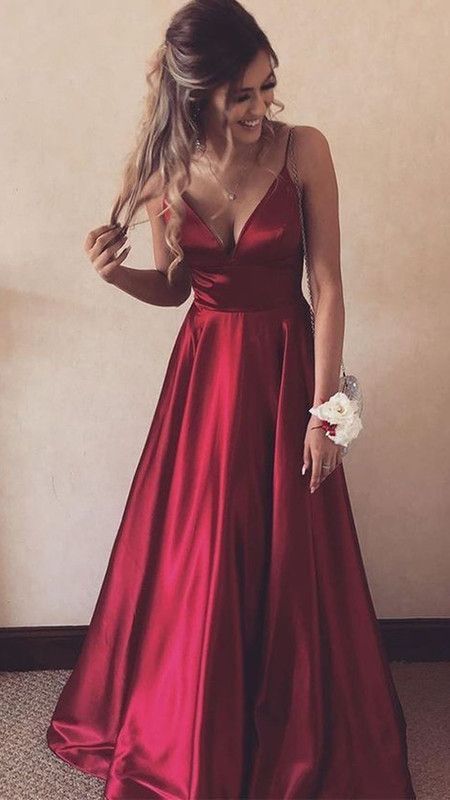 Knot Board, Prom Dresses V Neck, Formal Ideas, Burgundy Prom, Classy Prom, Satin Evening Gown, Dresses V Neck, Long Formal Gowns