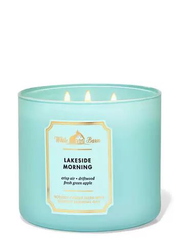 Lakeside Morning 3-Wick Candle - White Barn | Bath & Body Works Mahogany Coconut, White Barn Candle, Candle Obsession, Candle Images, Bath Body Works Candles, Bath Candles, 3 Wick Candles, White Barn, Fragrance Wax