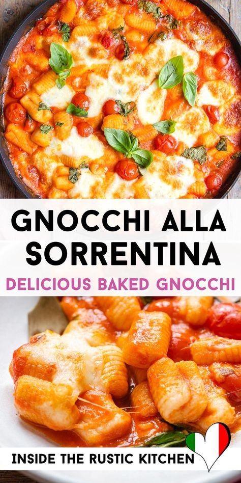 Food Sides Dishes, Italian Food Sides, Gnocchi Recipes Easy, Gnocchi Recipes Homemade, Gnocchi Dishes, Food Sides, Baked Gnocchi, Italian Comfort Food, Italian Dinner Recipes