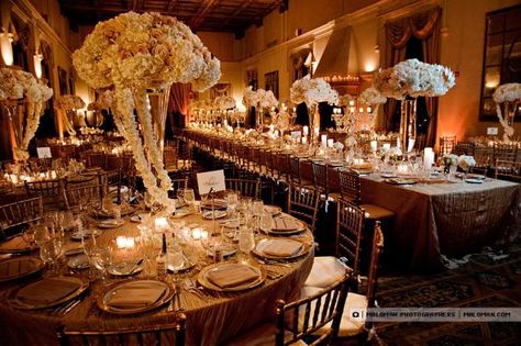 Hydrangea Centerpieces, Long Tables, Dream Wedding Decorations, Gold Wedding Decorations, Cream Wedding, Brown Wedding, Chiavari Chairs, Luxury Wedding Planner, Champagne Wedding