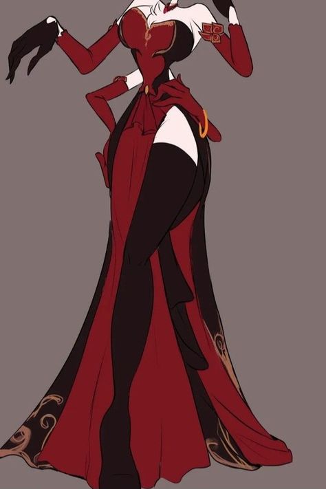 Villian Design Ideas, Hazbin Hotel Outfit Ideas, Hazbin Oc, Power Pose, Clothing Design Sketches, Drawing Anime Clothes, Dress Design Sketches, Fashion Design Drawings, Fantasy Dress