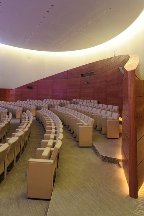 Princess Nora Bint Abdulrahman University / Perkins+Will Floor Transitions, Dream University, Cinema Chairs, Auditorium Design, Meeting Room Design, 21st Century Learning, Lectures Hall, Golden City, Hall Interior