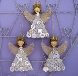 Button Angel Ornament, Christmas Angels To Make, Button Angels, Diy Angels, Button Ornaments, Christmas Angel Ornaments, Christmas Crafts For Kids To Make, Handmade Angels, Angel Crafts